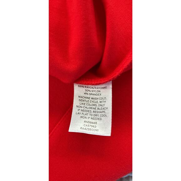 Rachel Parcell Sz L Red Ponte Knit Double Ruffle Sheath Dress Career, Party - Picture 7 of 14